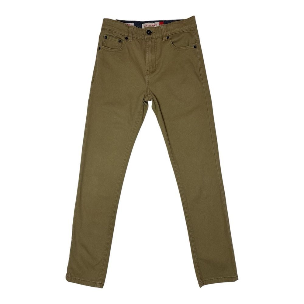 Boys Lucky Brand Slim Straight Khaki Jeans Tan Stretch Casual Pants | Size 10